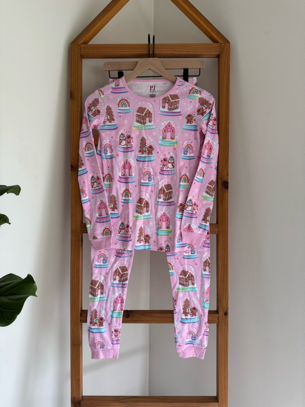 Place Pink Gingerbread Snow Globe Two-Piece Pajama Set